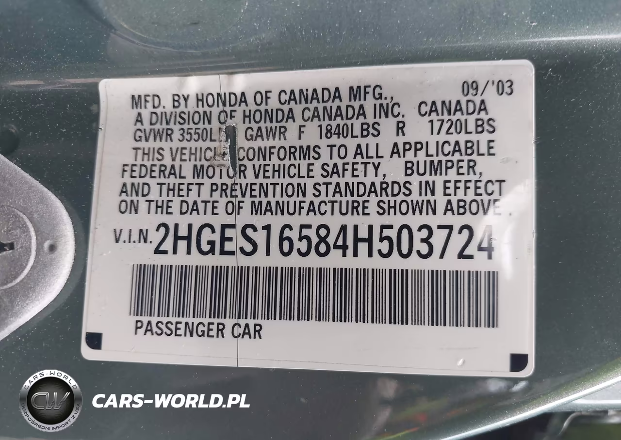 2004 Honda Civic Lx VIN:2HGES16584H503724 - 9