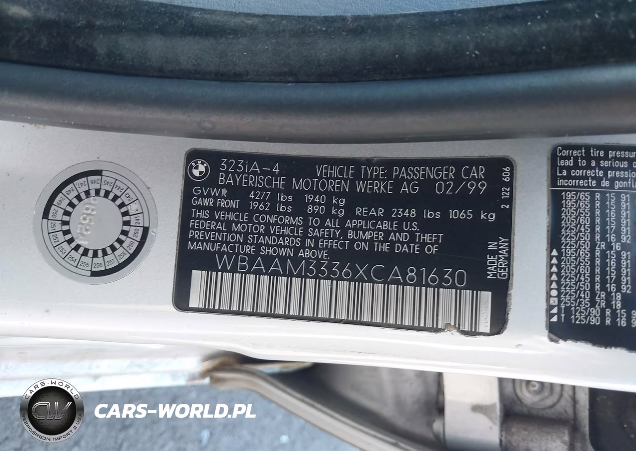 1999 BMW 323I VIN:WBAAM3336XCA81630 - 9