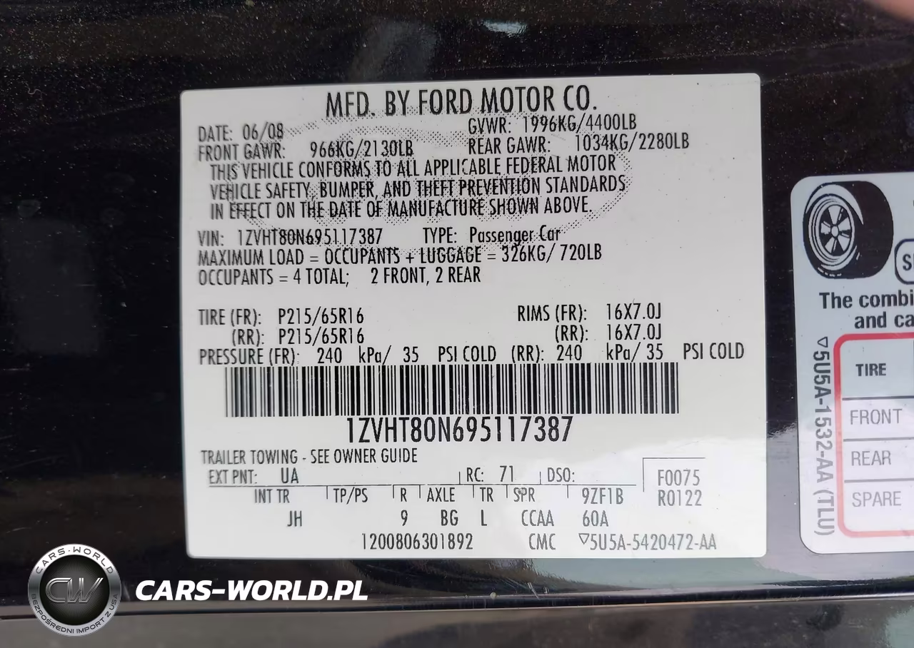 2009 Ford Mustang V6-V6 Premium VIN:1ZVHT80N695117387 - 9