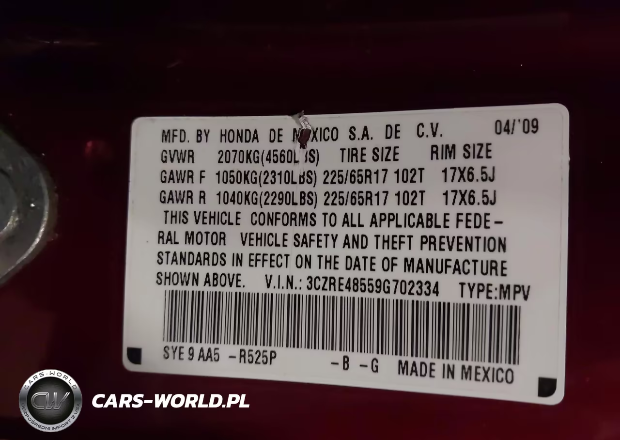 2009 Honda Cr-V Ex VIN:3CZRE48559G702334 - 9