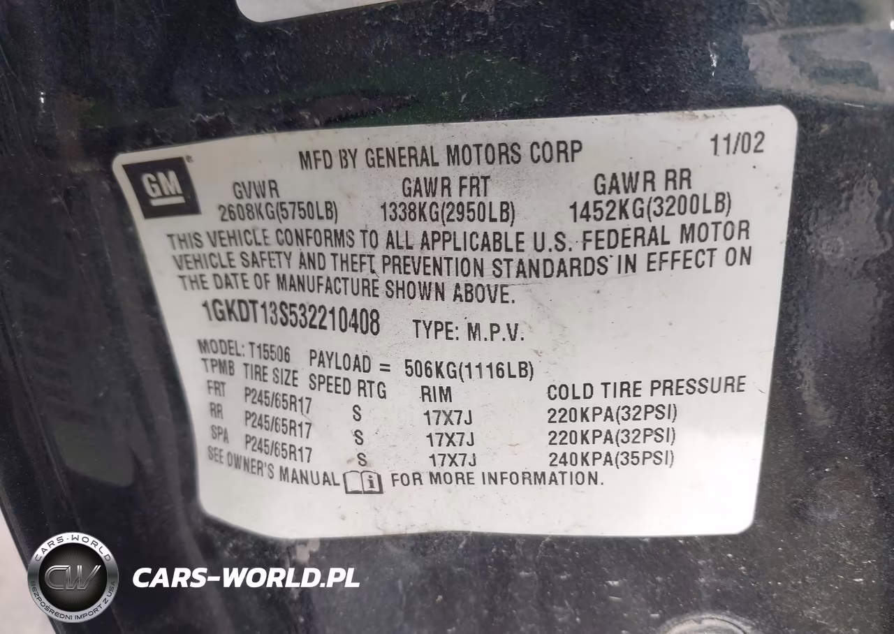 2003 GMC Envoy Sle VIN:1GKDT13S532210408 - 9