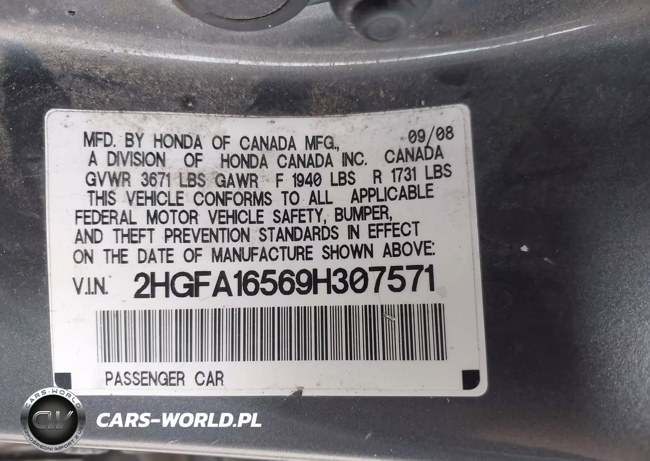2009 Honda Civic Lx VIN:2HGFA16569H307571 - 9