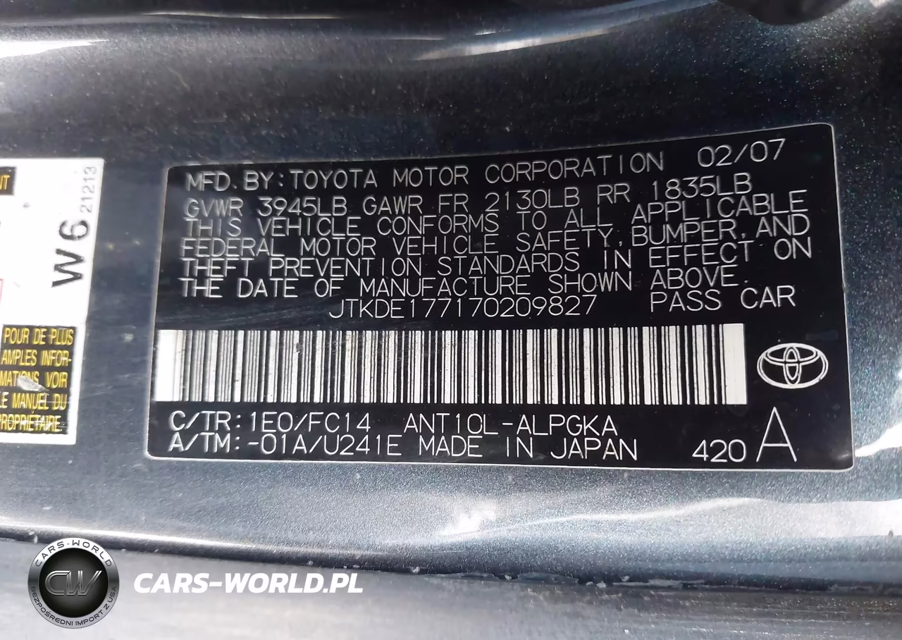 2007 Scion Tc VIN:JTKDE177170209827 - 9