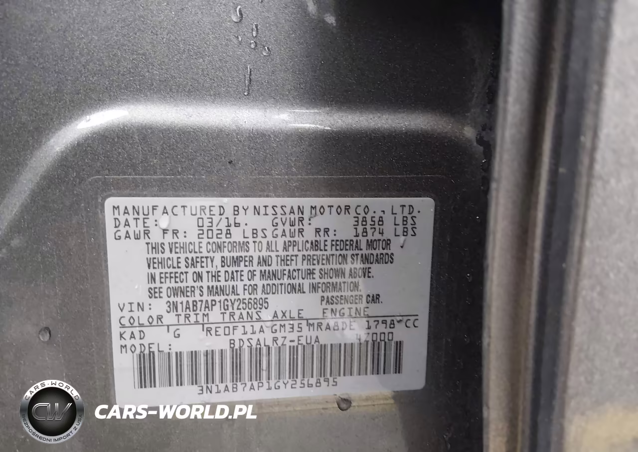 2016 Nissan Sentra Sr VIN:3N1AB7AP1GY256895 - 9