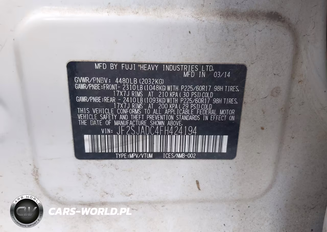 2015 Subaru Forester 2.5I Premium VIN:JF2SJADC4FH424194 - 9