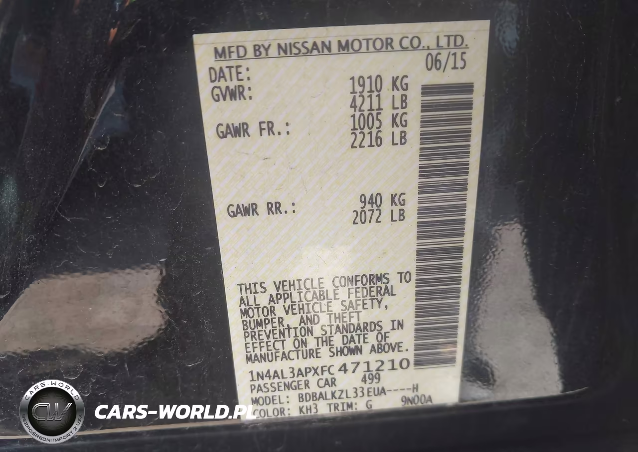 2015 Nissan Altima 2.5 Sv VIN:1N4AL3APXFC471210 - 9