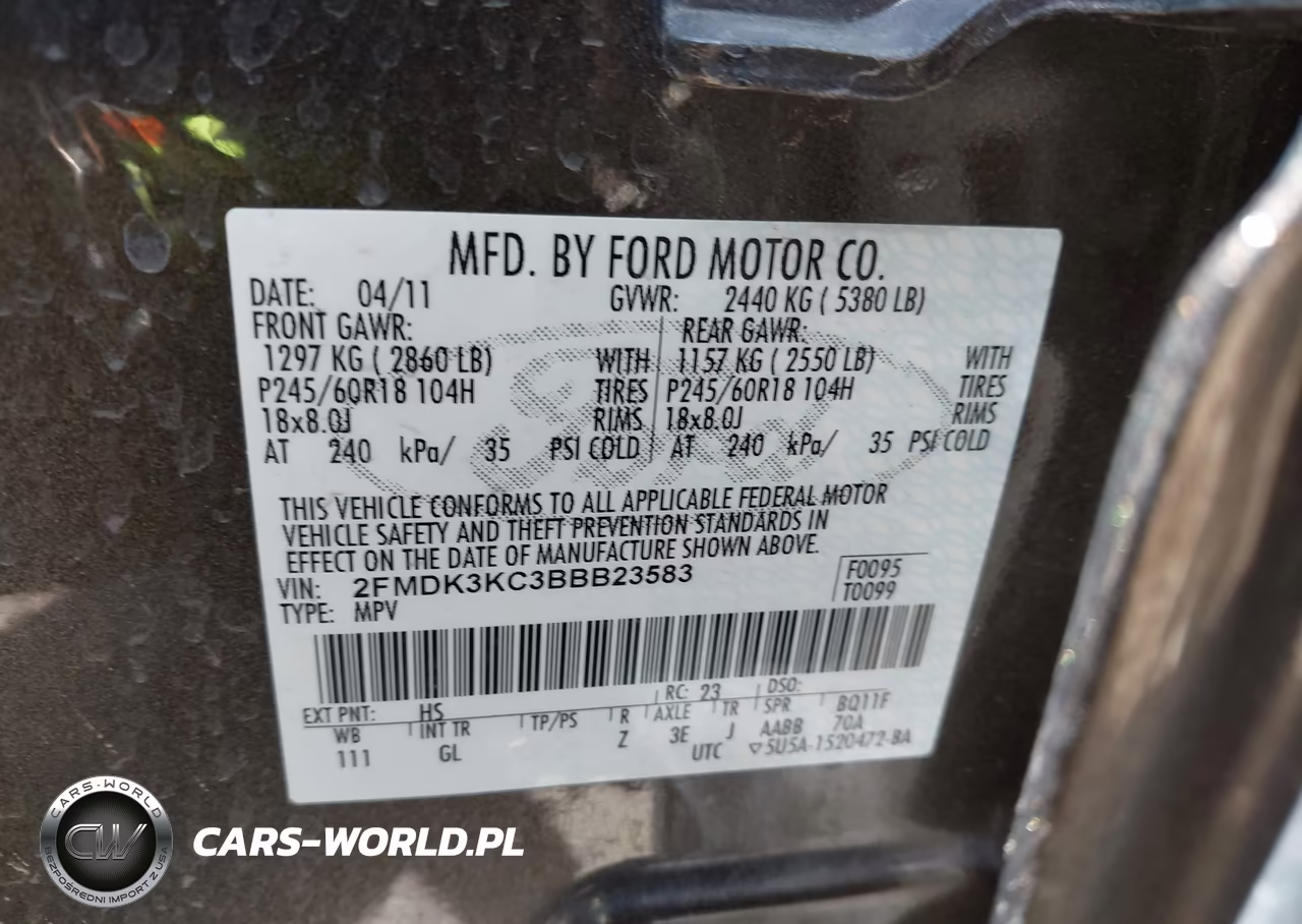 2011 Ford Edge Limited VIN:2FMDK3KC3BBB23583 - 9