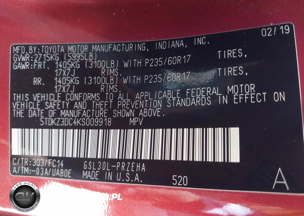 2019 Toyota Sienna Le 8 Passenger VIN:5TDKZ3DC4KS009918 - 9