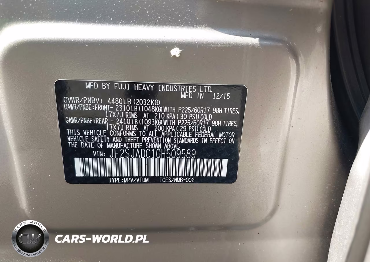 2016 Subaru Forester 2.5I Premium VIN:JF2SJADC1GH509589 - 9