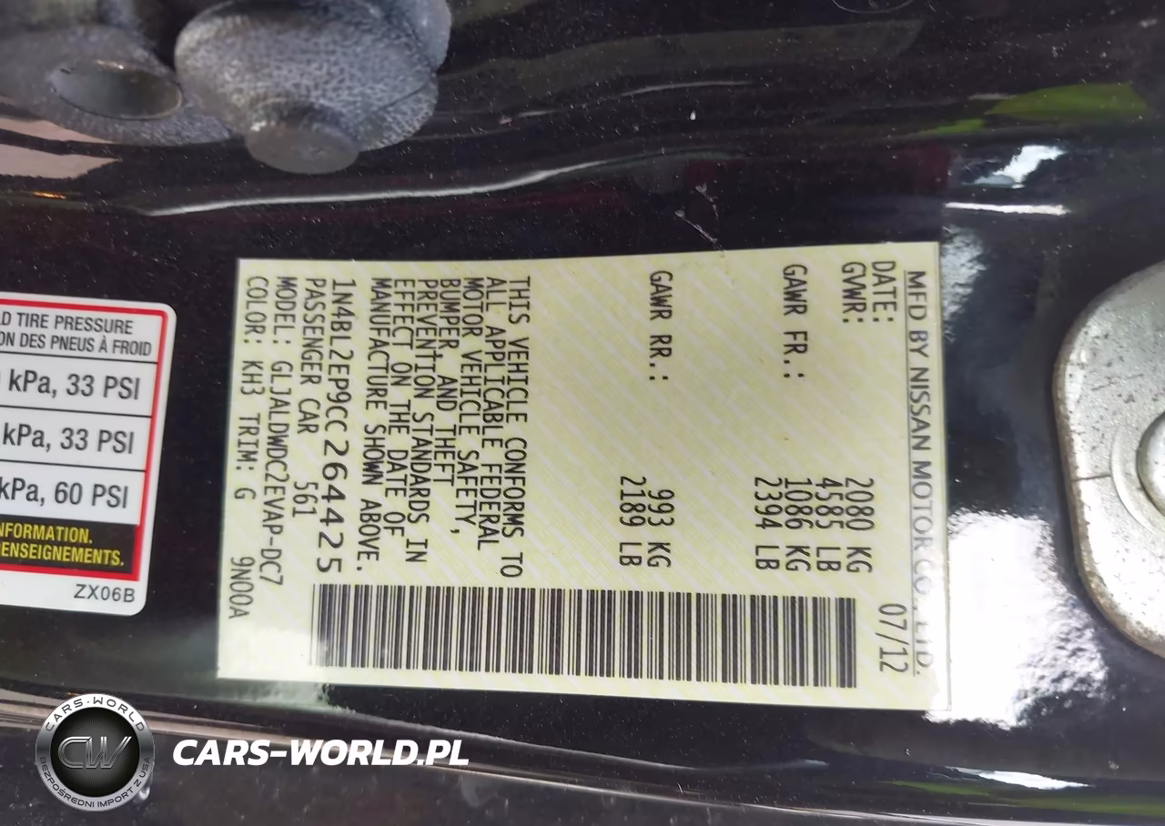 2012 Nissan Altima 3.5 Sr VIN:1N4BL2EP9CC264425 - 9