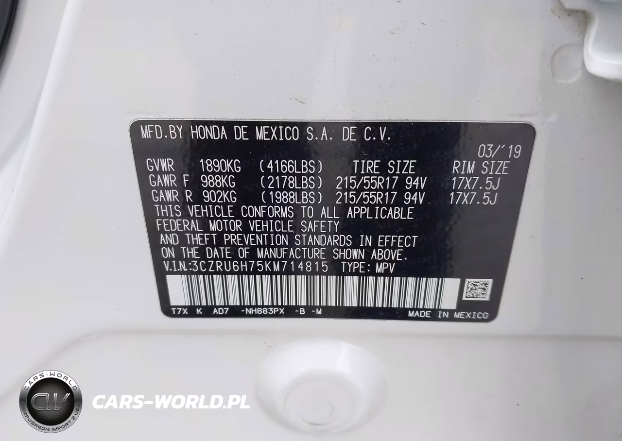 2019 Honda Hr-V Ex-L VIN:3CZRU6H75KM714815 - 9