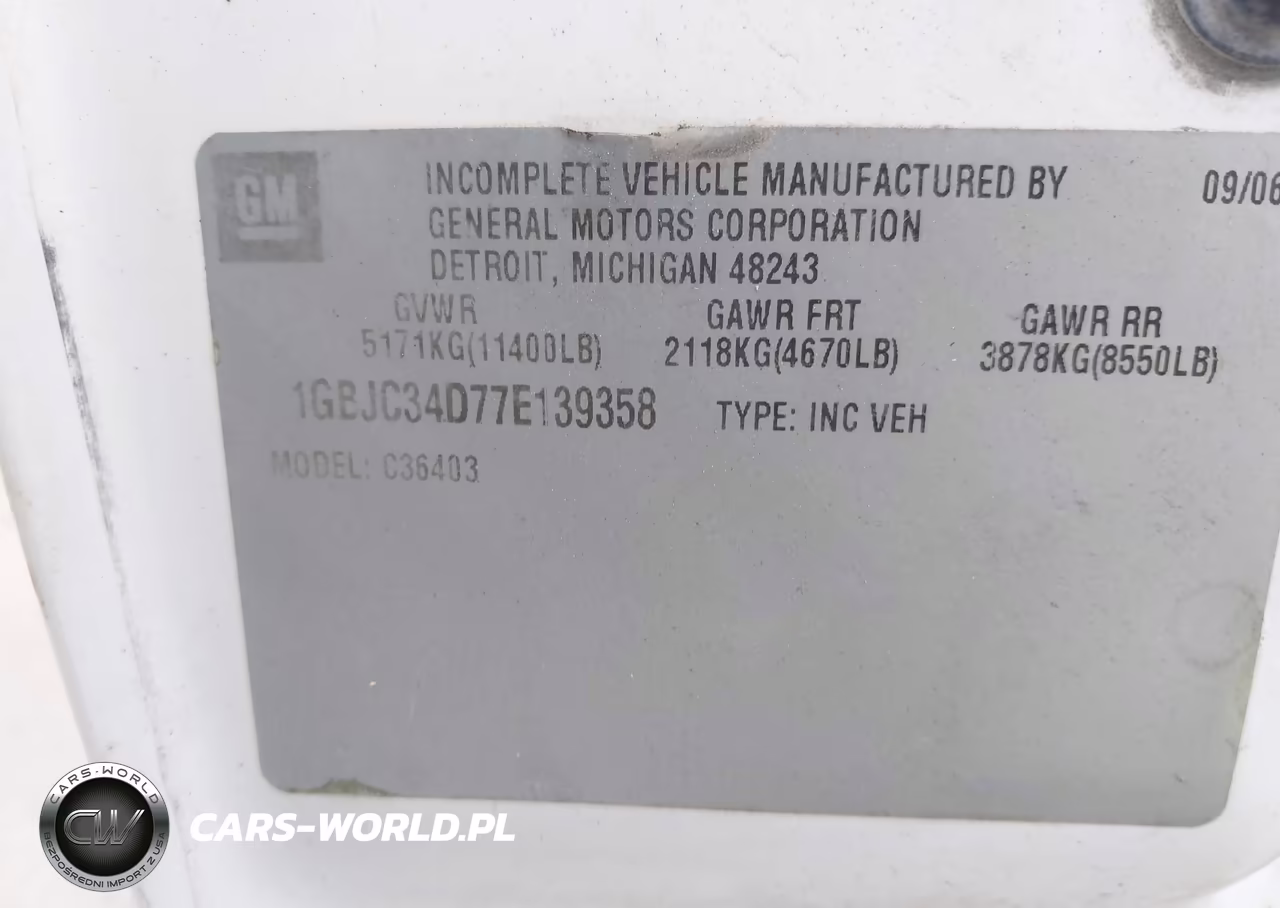 2007 Chevrolet Silverado 3500 Chassis Classic Work Truck VIN:1GBJC34D77E139358 - 8