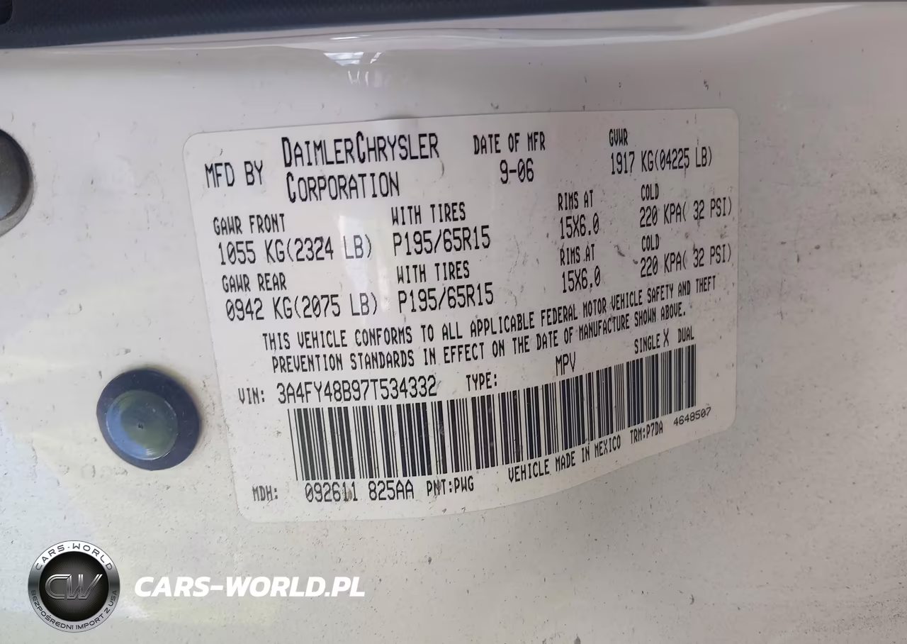 2007 Chrysler Pt Cruiser VIN:3A4FY48B97T534332 - 9