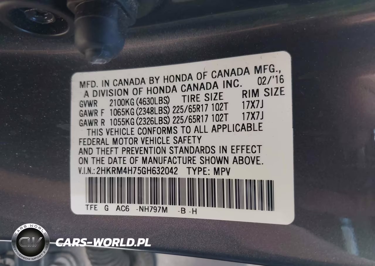 2016 Honda Cr-V Ex-L VIN:2HKRM4H75GH632042 - 9