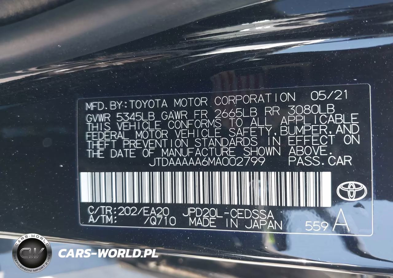 2021 Toyota Mirai Xle VIN:JTDAAAAA6MA002799 - 9
