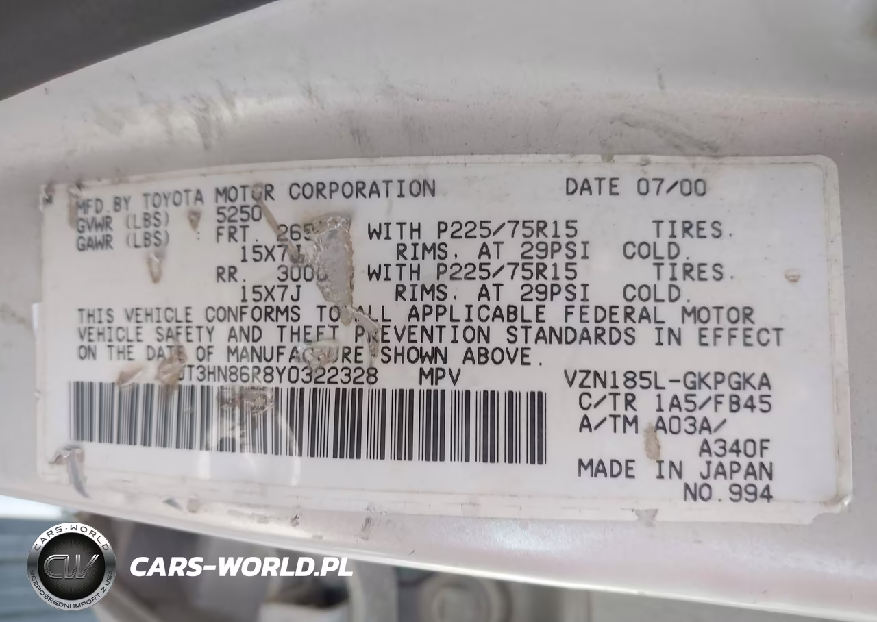 2000 Toyota 4Runner Sr5 V6 VIN:JT3HN86R8Y0322328 - 9