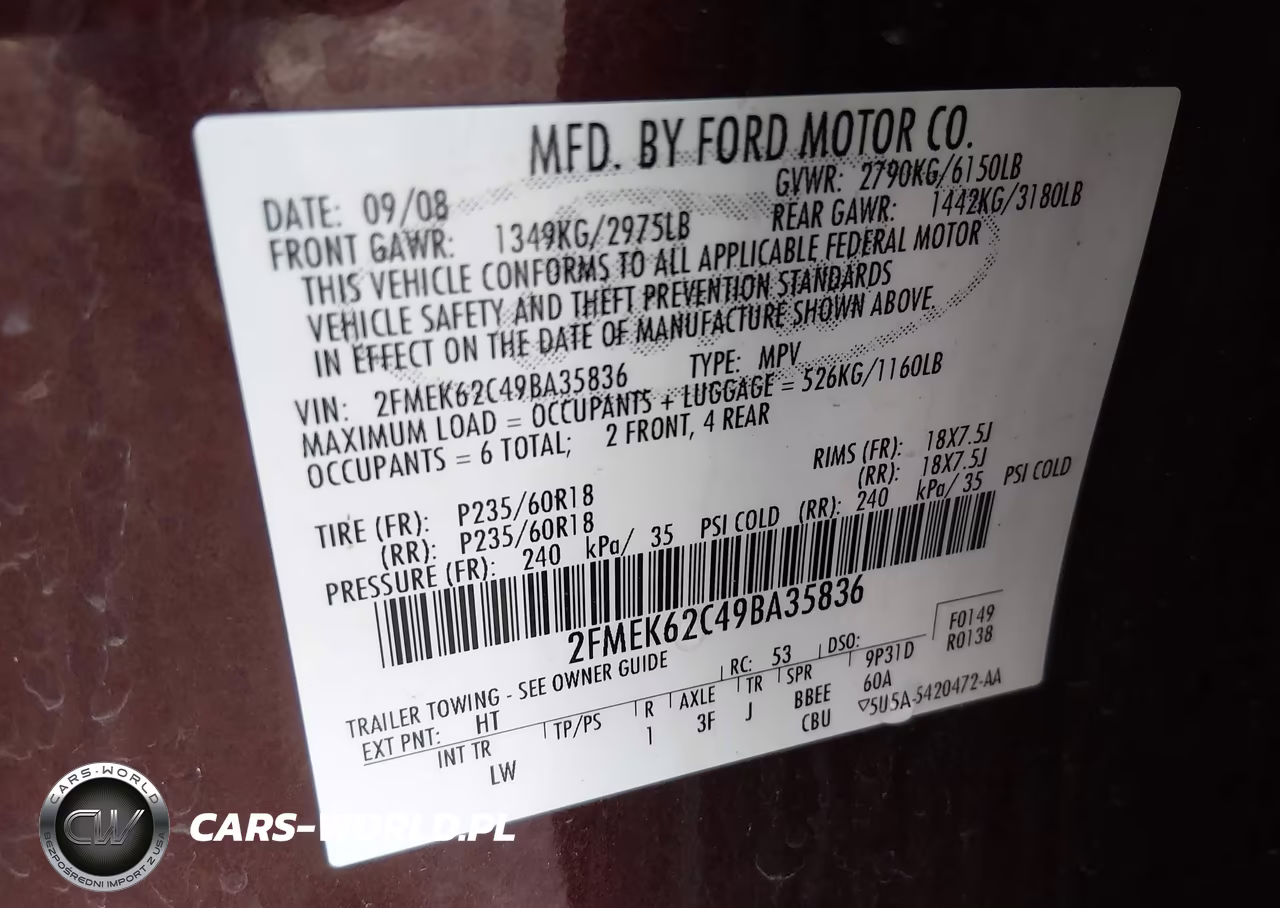 2009 Ford Flex Sel VIN:2FMEK62C49BA35836 - 9