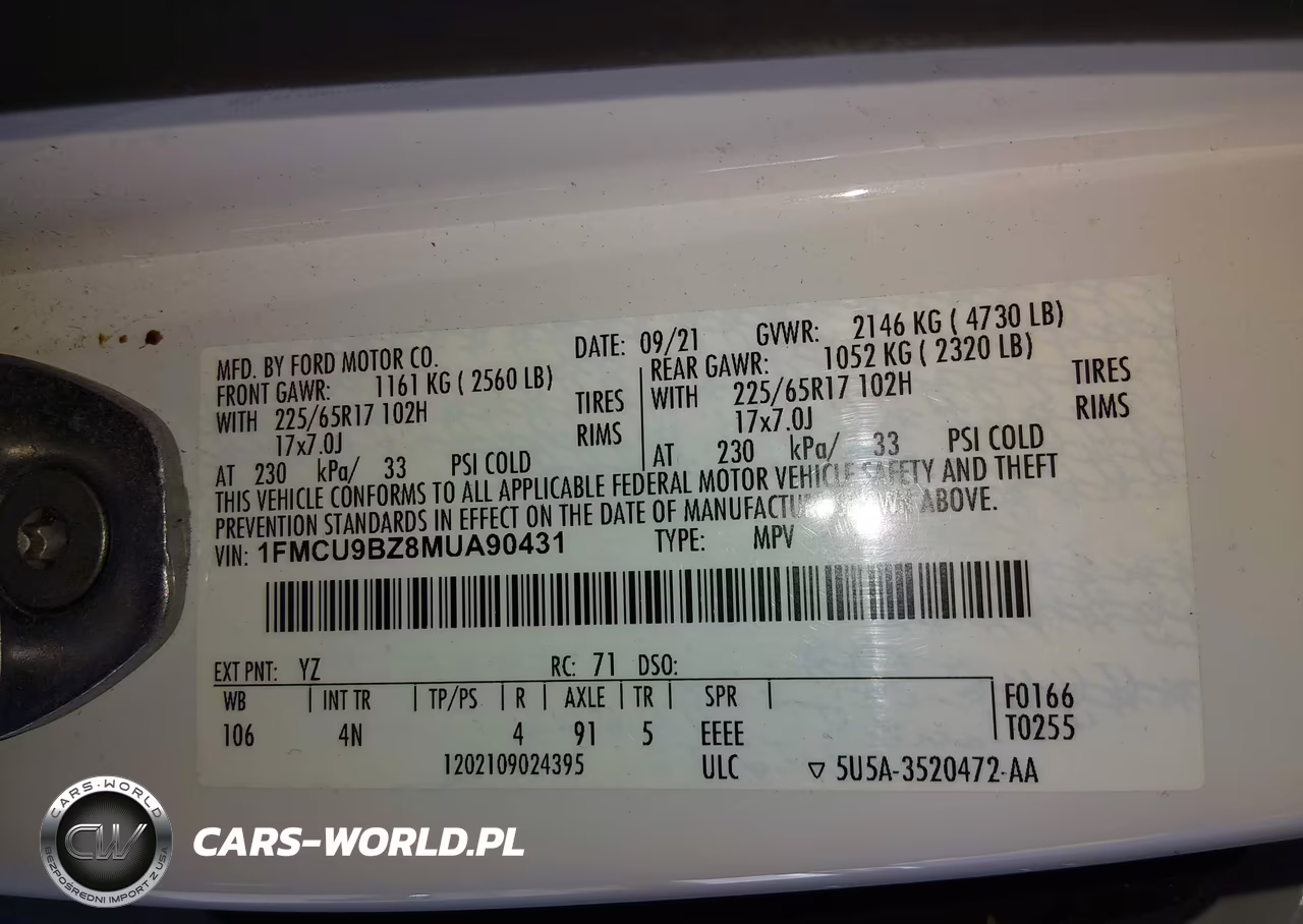 2021 Ford Escape Se Hybrid VIN:1FMCU9BZ8MUA90431 - 9