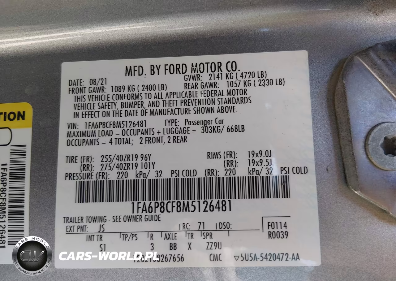 2021 Ford Mustang Gt Premium Fastback VIN:1FA6P8CF8M5126481 - 9