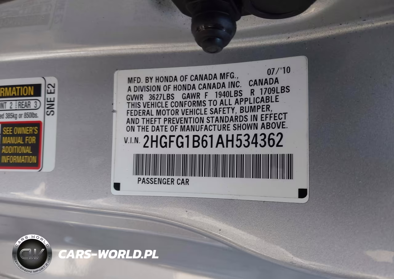 2010 Honda Civic Lx VIN:2HGFG1B61AH534362 - 9