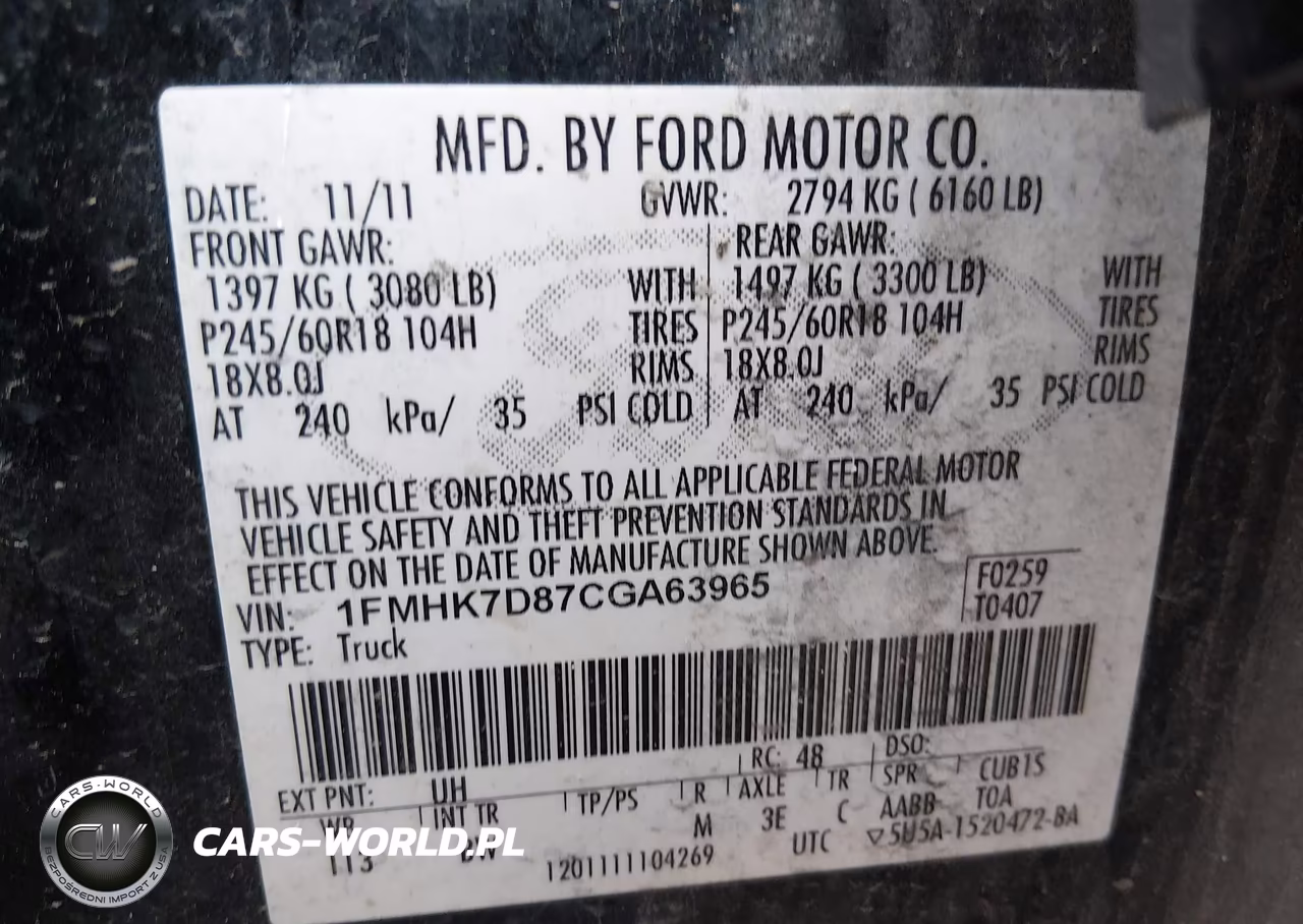 2012 Ford Explorer Xlt VIN:1FMHK7D87CGA63965 - 9