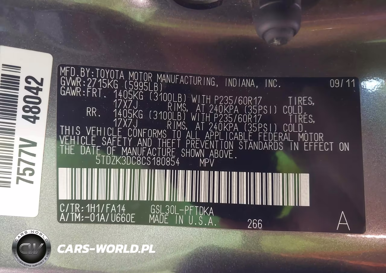 2012 Toyota Sienna Base V6 7 Passenger VIN:5TDZK3DC8CS180854 - 9