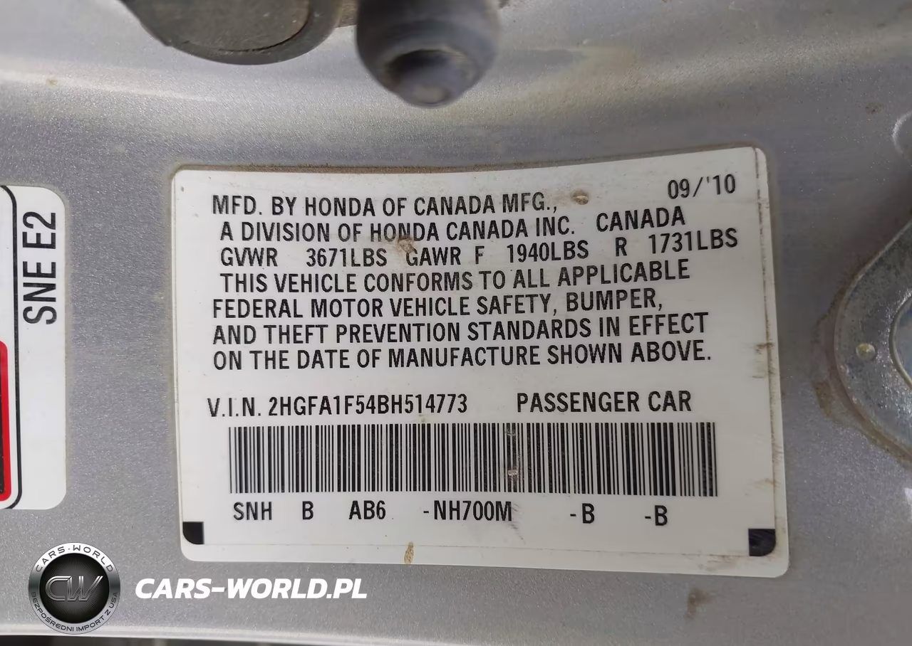 2011 Honda Civic Lx VIN:2HGFA1F54BH514773 - 9