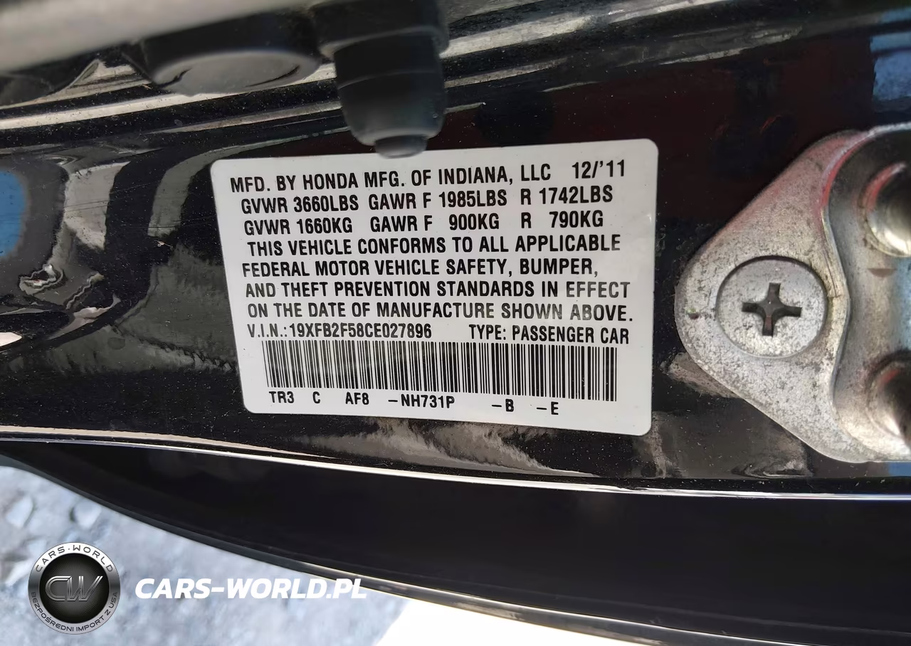 2012 Honda Civic Lx VIN:19XFB2F58CE027896 - 9