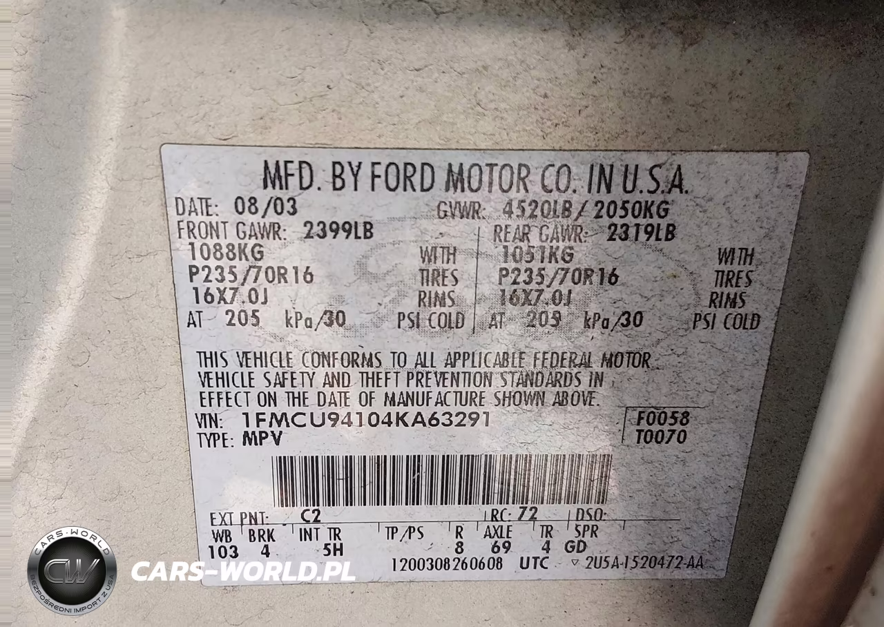 2004 Ford Escape Limited VIN:1FMCU94104KA63291 - 9