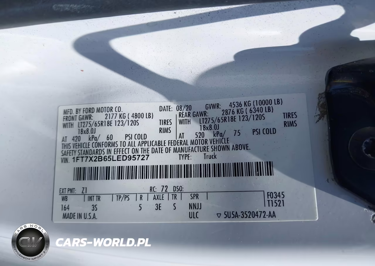 2020 Ford F-250 Xlt VIN:1FT7X2B65LED95727 - 9