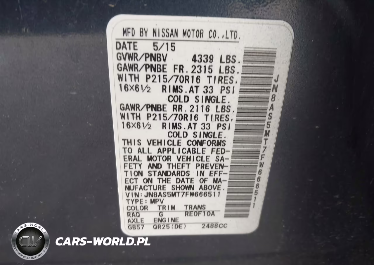 2015 Nissan Rogue Select S VIN:JN8AS5MT7FW666511 - 9
