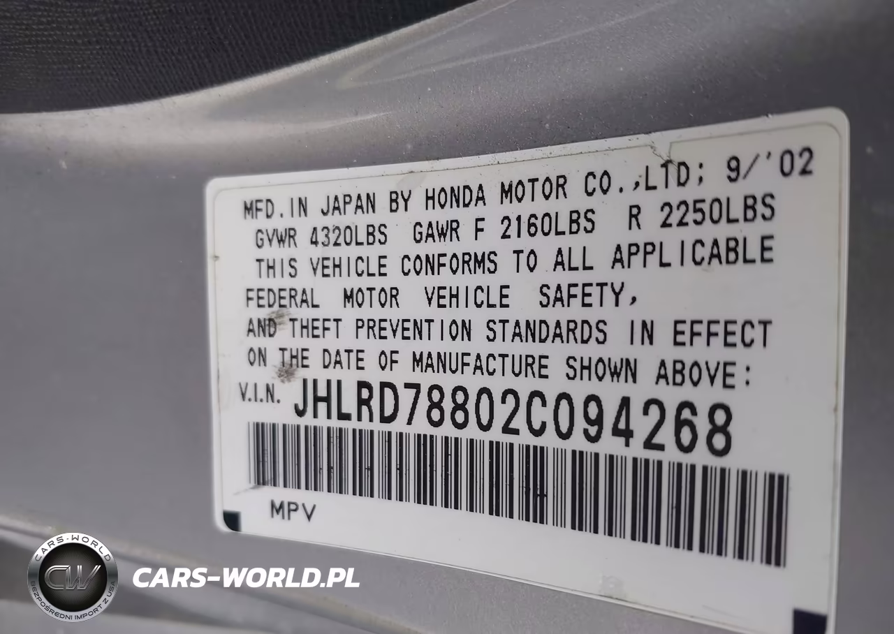 2002 Honda Cr-V Ex VIN:JHLRD78802C094268 - 9