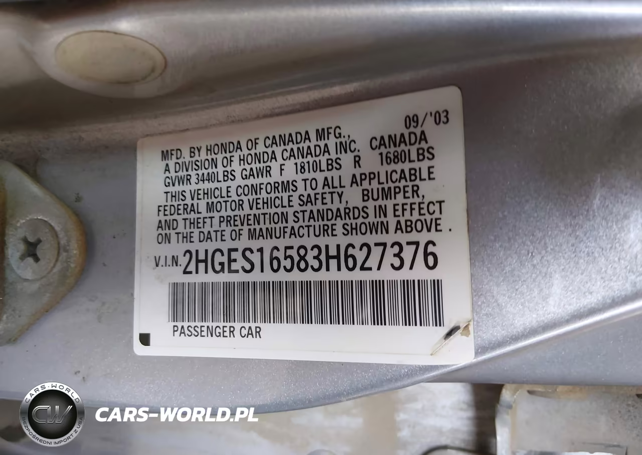 2003 Honda Civic Lx VIN:2HGES16583H627376 - 9