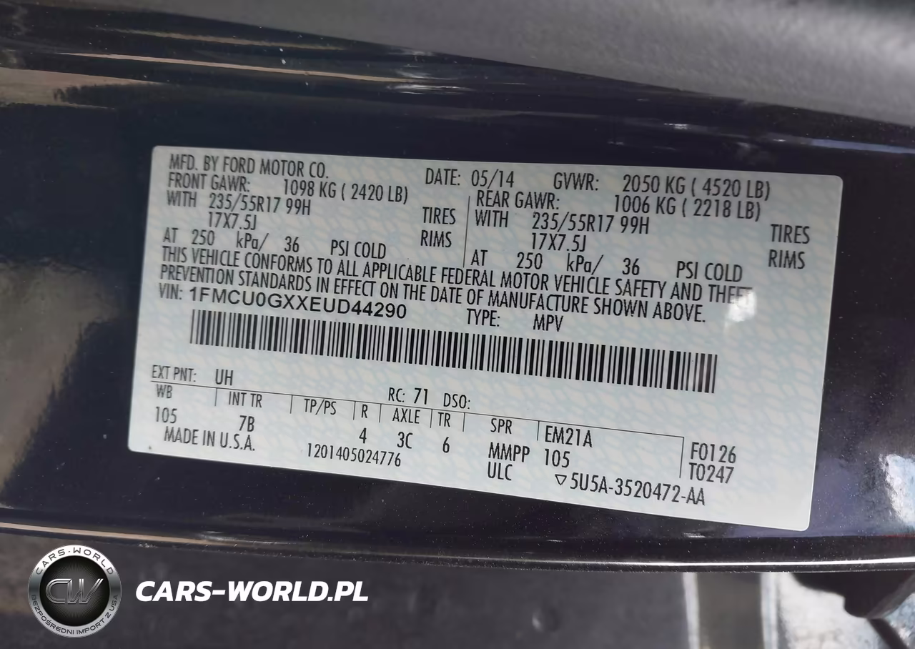2014 Ford Escape Se VIN:1FMCU0GXXEUD44290 - 9