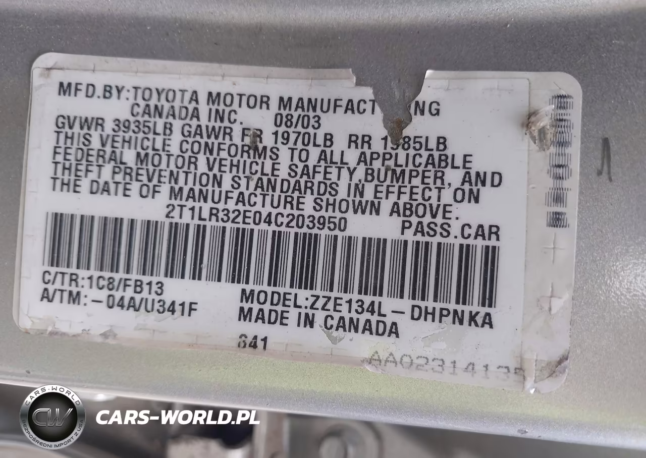 2004 Toyota Matrix Xr VIN:2T1LR32E04C203950 - 9