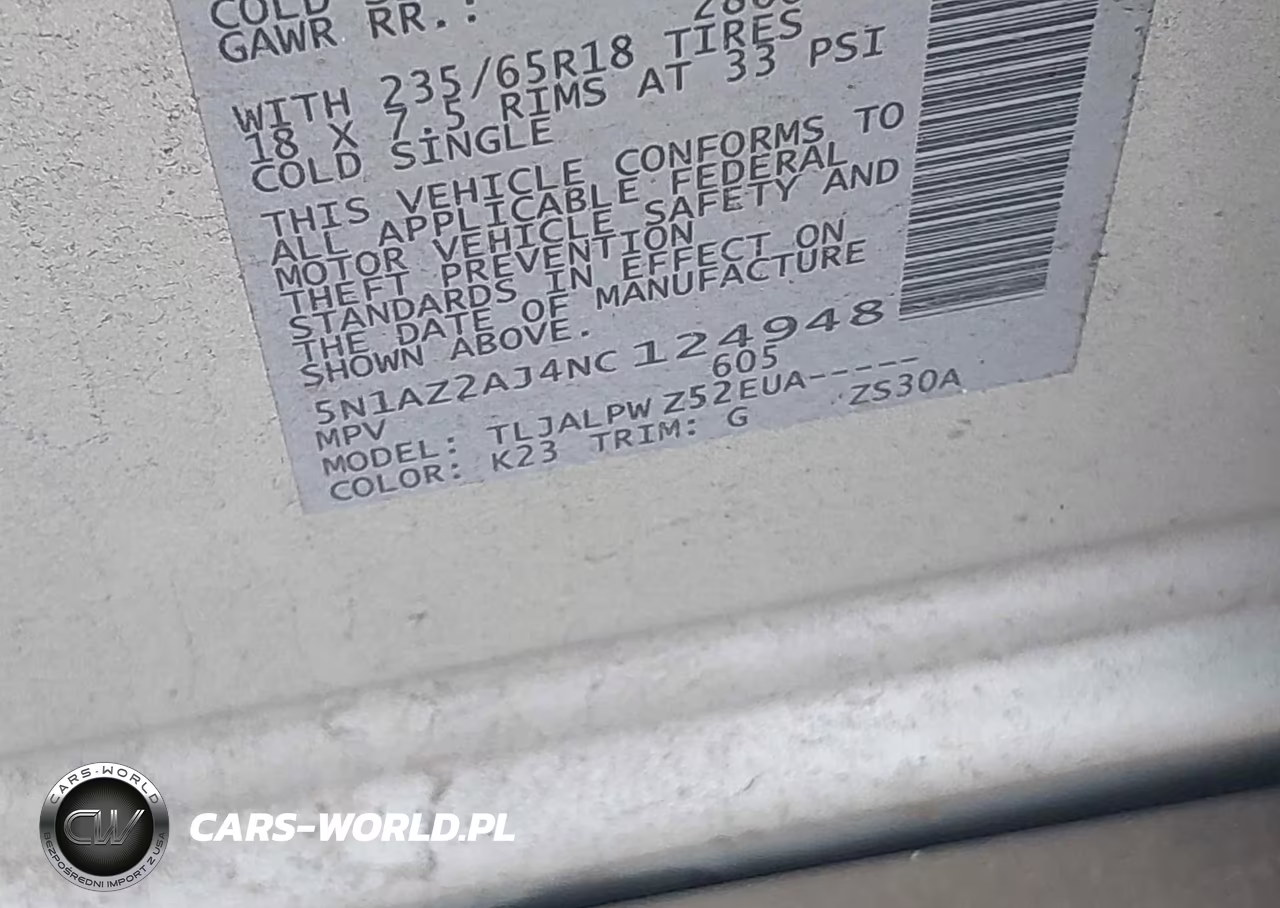 2022 Nissan Murano S Fwd VIN:5N1AZ2AJ4NC124948 - 9