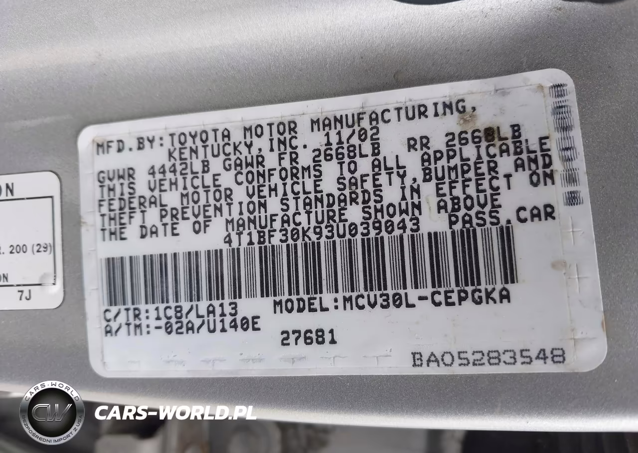 2003 Toyota Camry Xle V6 VIN:4T1BF30K93U039043 - 9