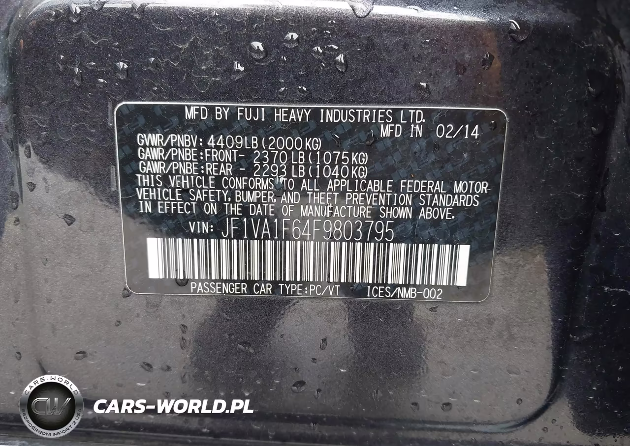 2015 Subaru Wrx Premium VIN:JF1VA1F64F9803795 - 9