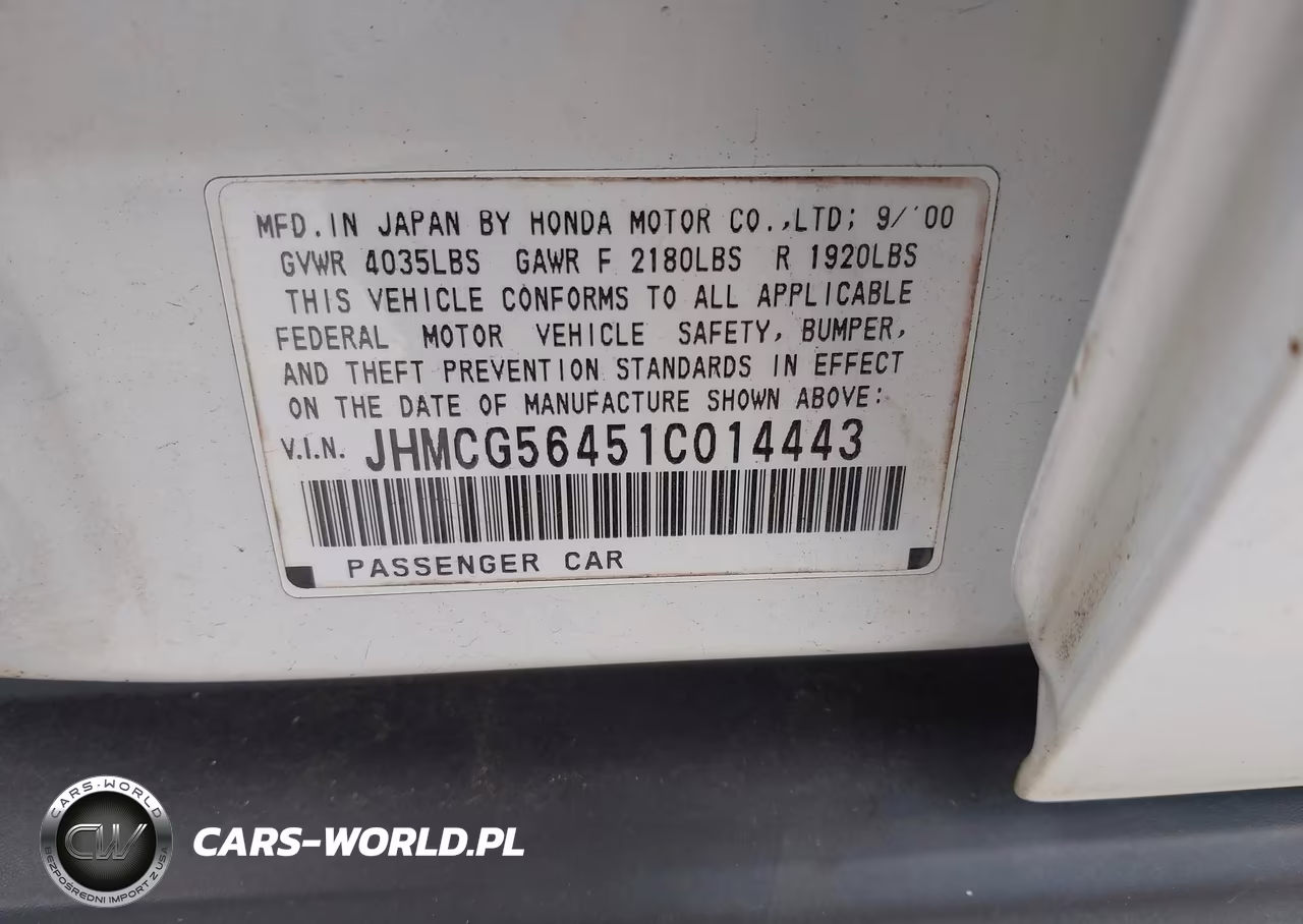 2001 Honda Accord 2.3 Lx VIN:JHMCG56451C014443 - 9