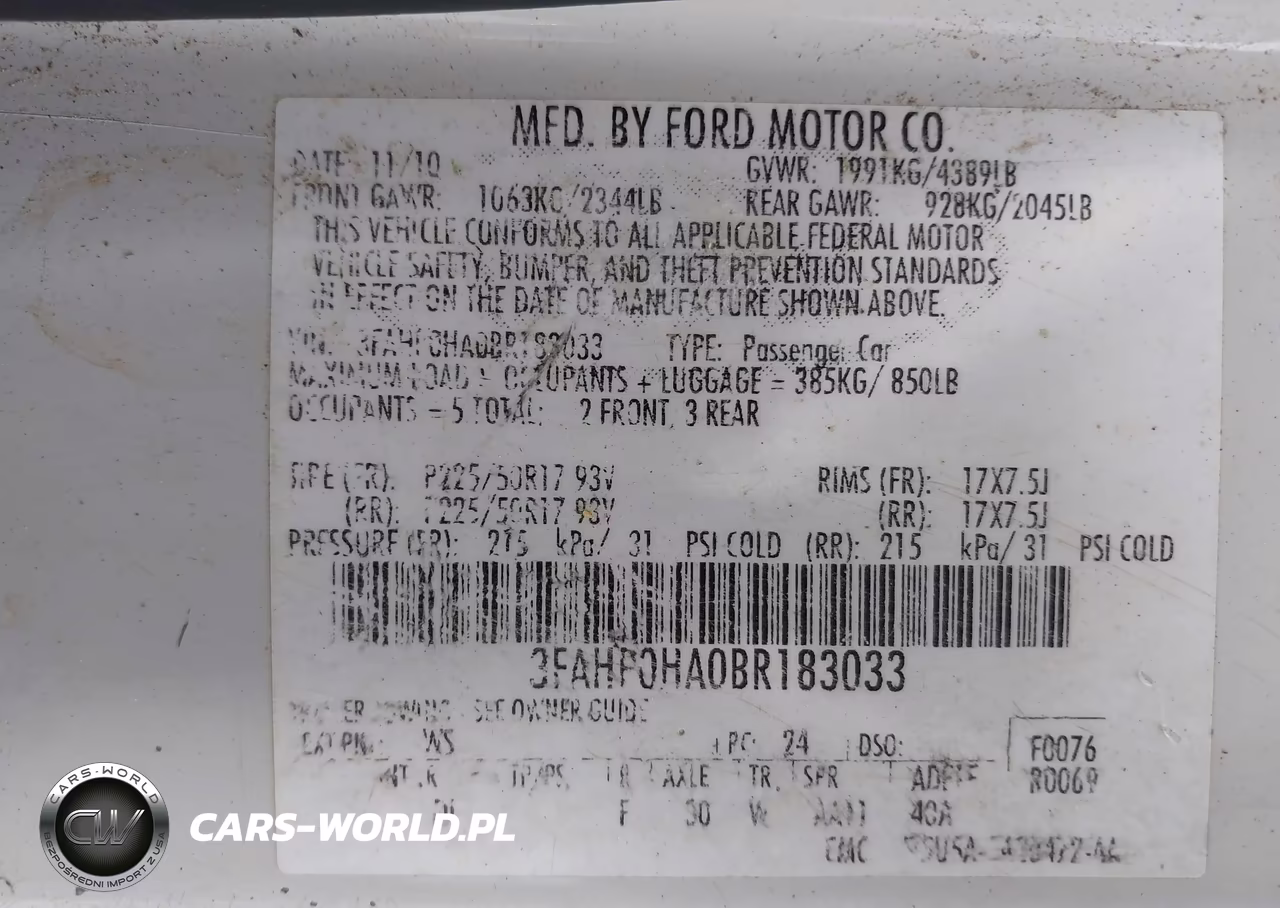 2011 Ford Fusion Se VIN:3FAHP0HA0BR183033 - 9