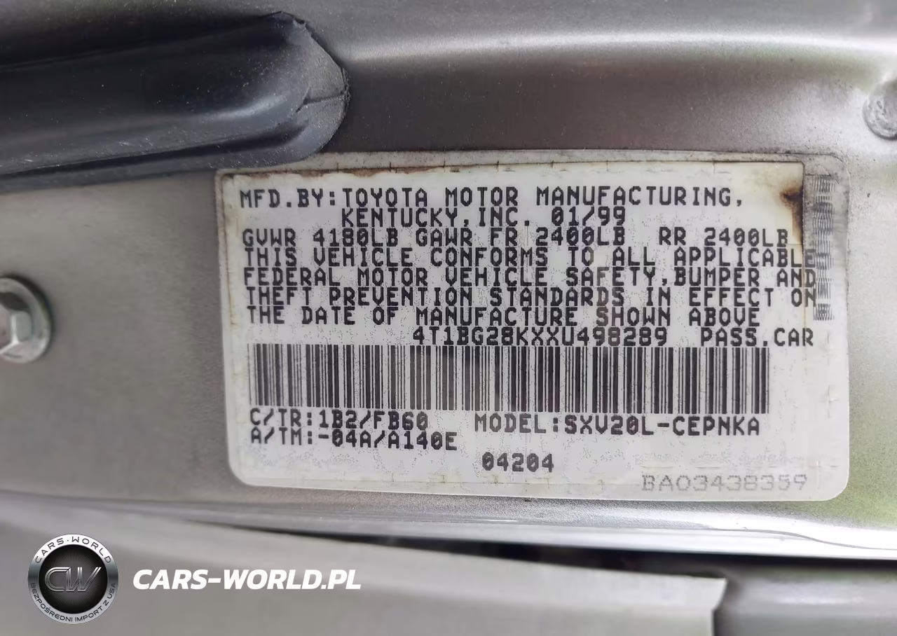 1999 Toyota Camry Le VIN:4T1BG28KXXU498289 - 9
