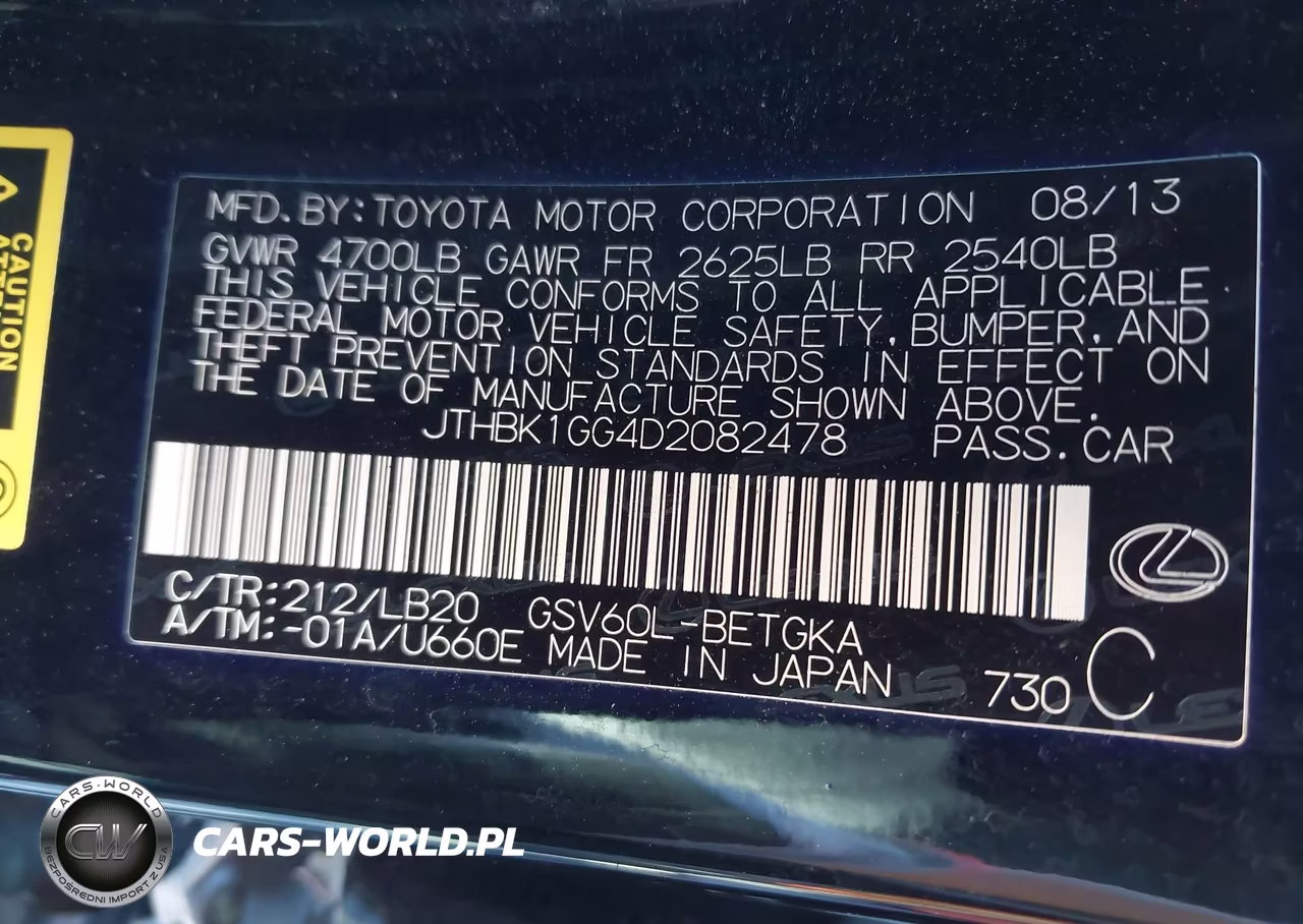 2013 Lexus Es 350 VIN:JTHBK1GG4D2082478 - 9