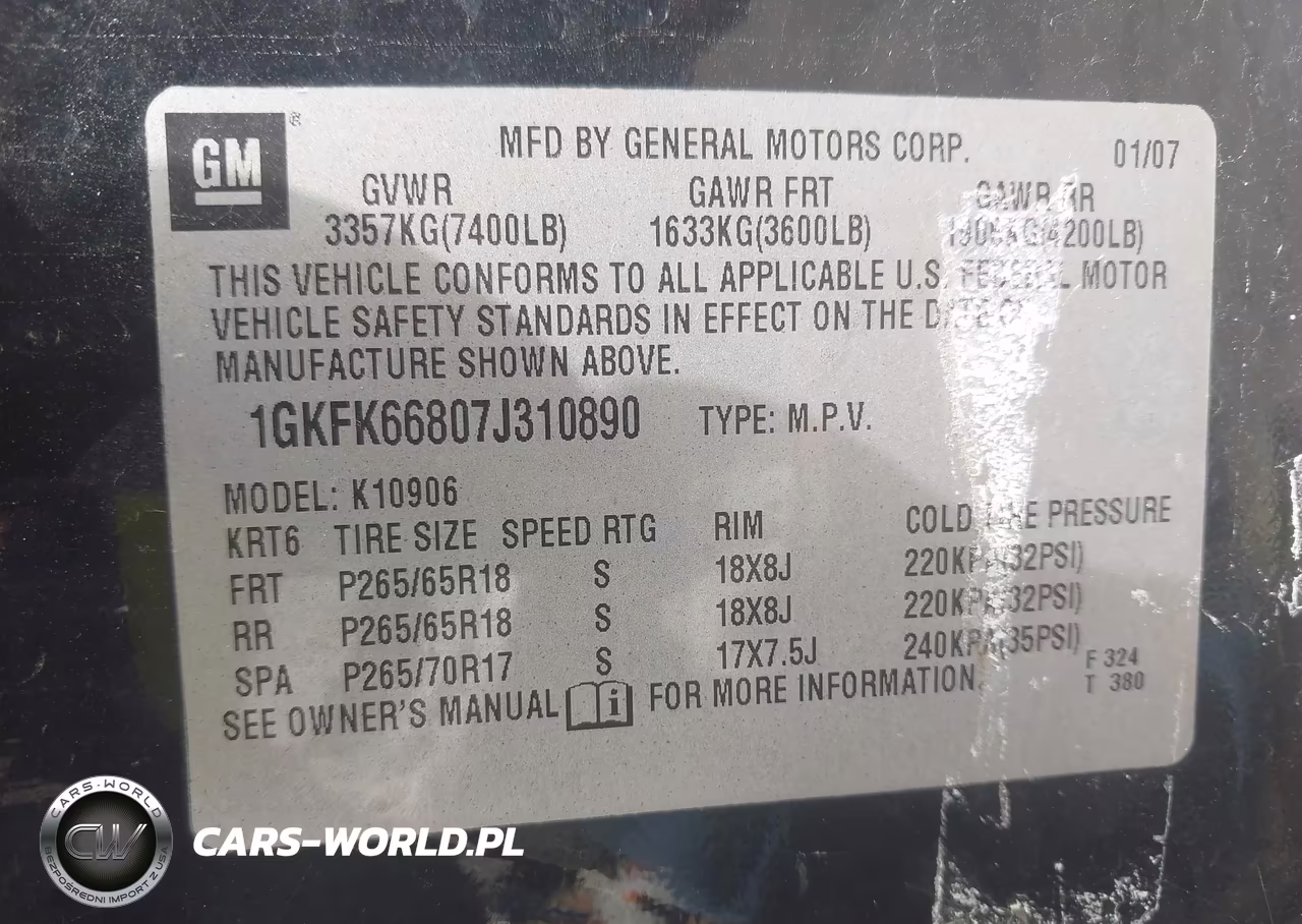 2007 GMC Yukon Xl 1500 Denali VIN:1GKFK66807J310890 - 9
