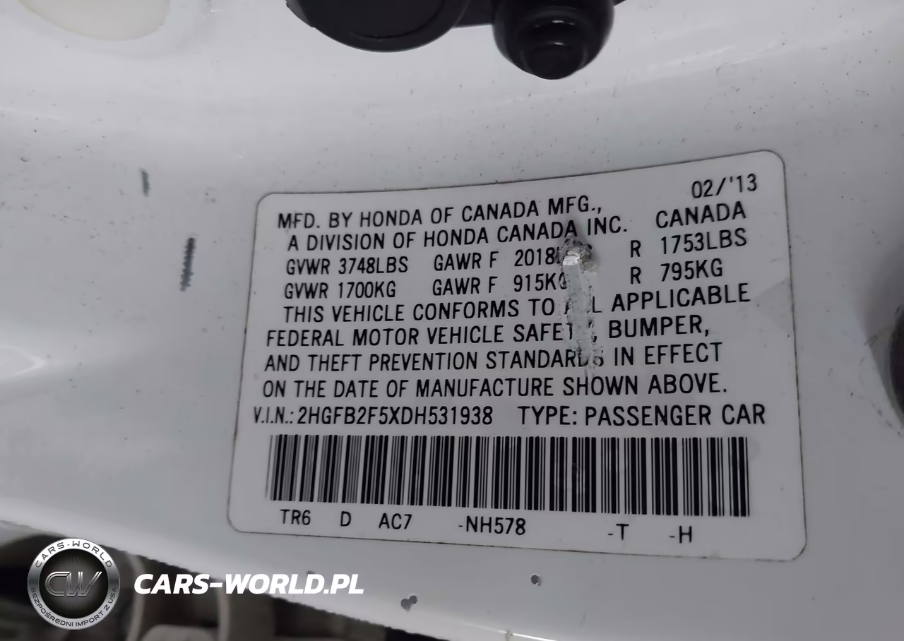2013 Honda Civic Lx VIN:2HGFB2F5XDH531938 - 9