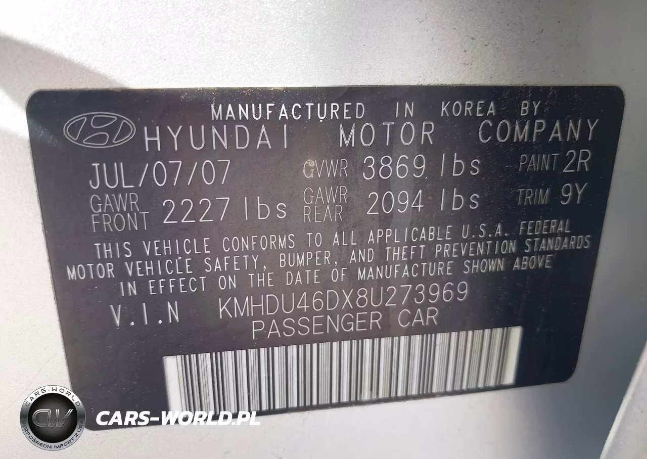 2008 Hyundai Elantra Gls-Se VIN:KMHDU46DX8U273969 - 9