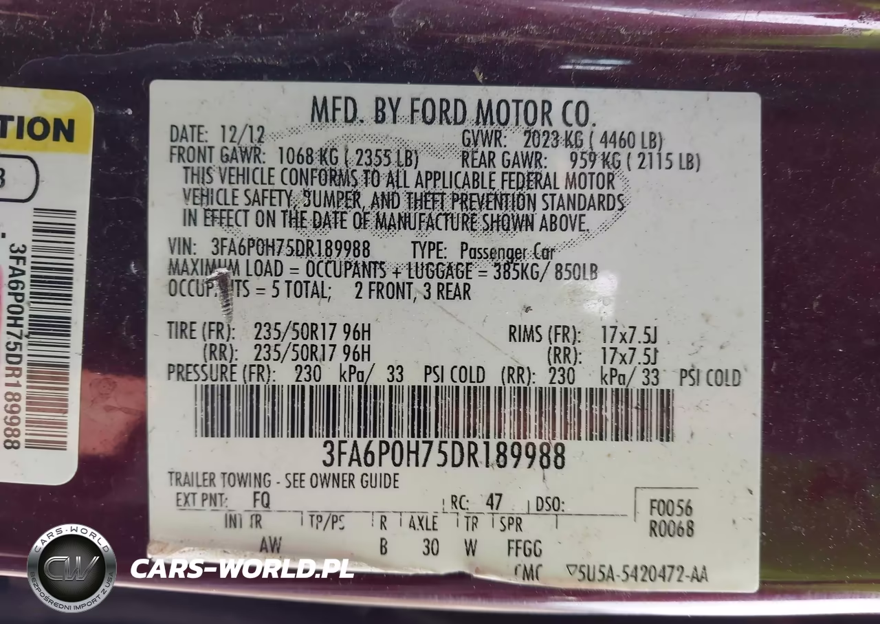 2013 Ford Fusion Se VIN:3FA6P0H75DR189988 - 9