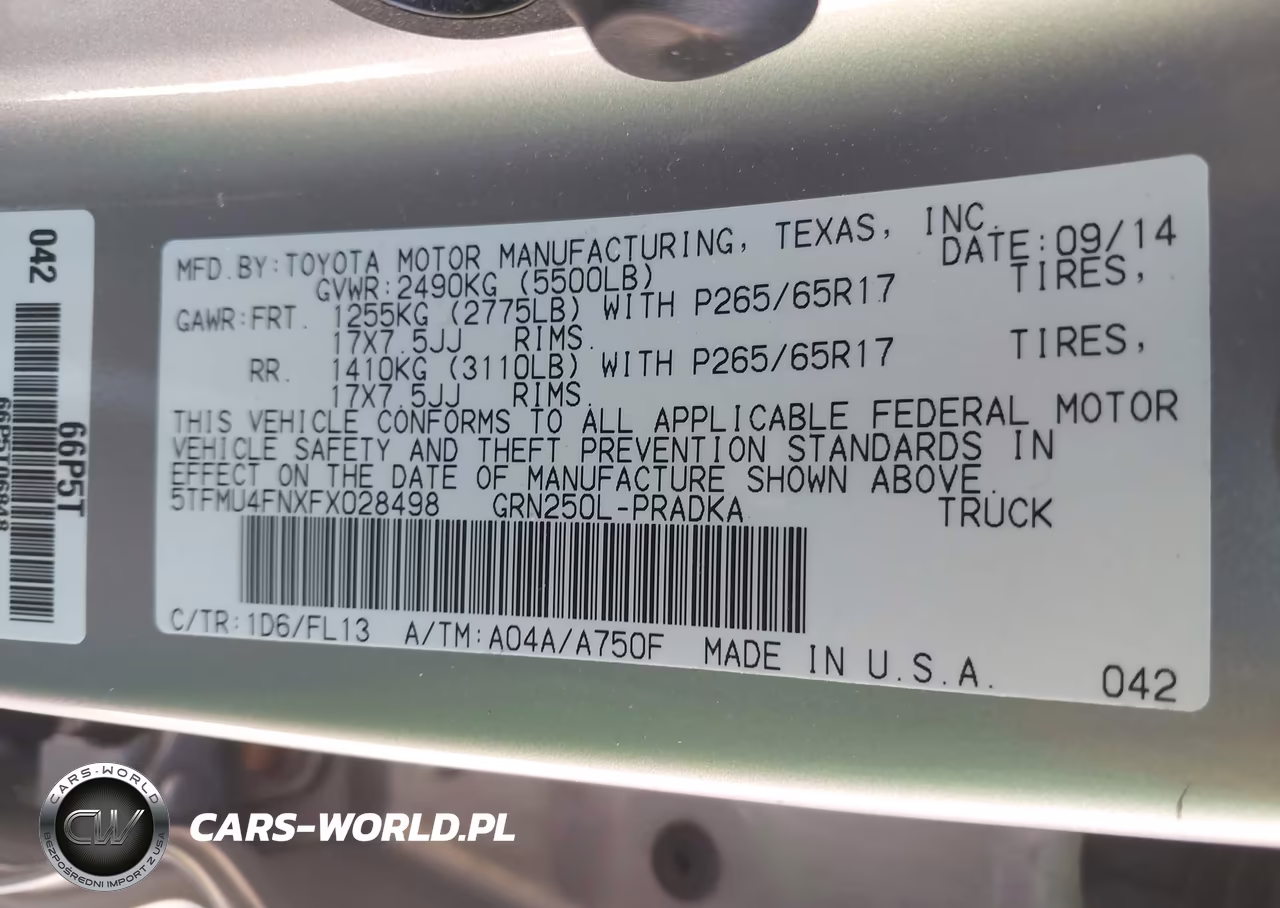 2015 Toyota Tacoma Base V6 VIN:5TFMU4FNXFX028498 - 9