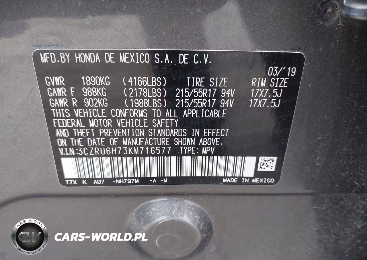 2019 Honda Hr-V Ex-L VIN:3CZRU6H73KM716577 - 9