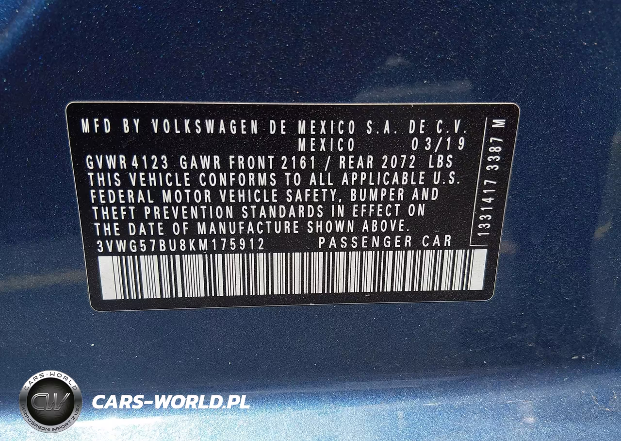2019 Volkswagen Jetta 1.4T Sel Premium VIN:3VWG57BU8KM175912 - 9