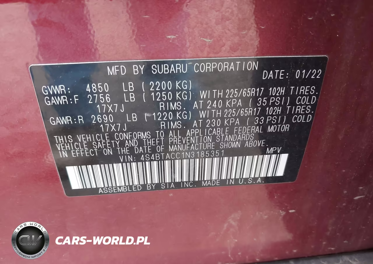 2022 Subaru Outback Premium VIN:4S4BTACC1N3185351 - 9